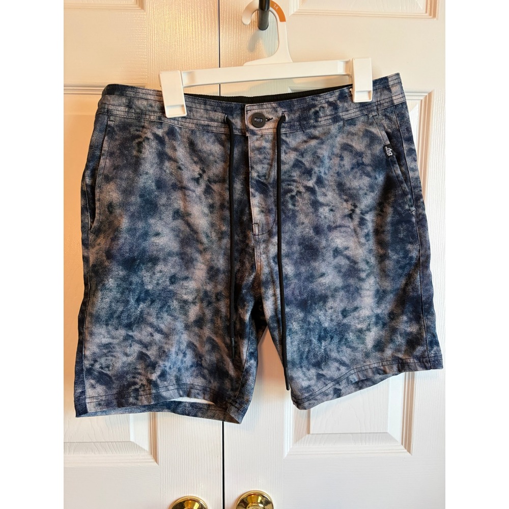 Lost Enterprises Mens Acid Wash Tie Dye Hybrid Walk Shorts Blue White Size 34
